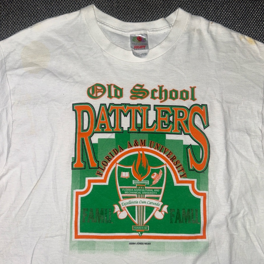 Y2K Florida A&M University Old School Rattlers White Graphic Tee